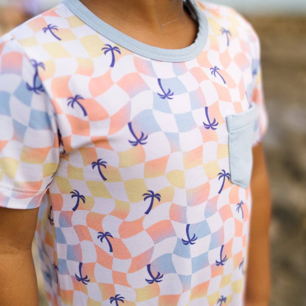 Sunset Checker Shortie Bamboo Romper