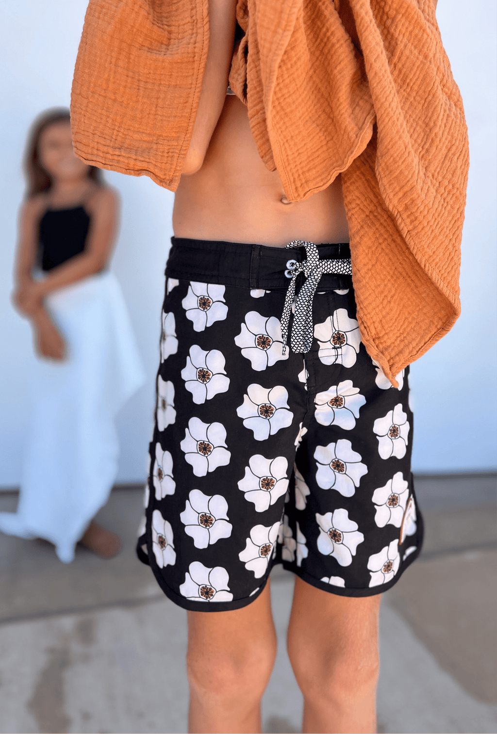 Kid’s Retro Boardshorts in Lima Flower