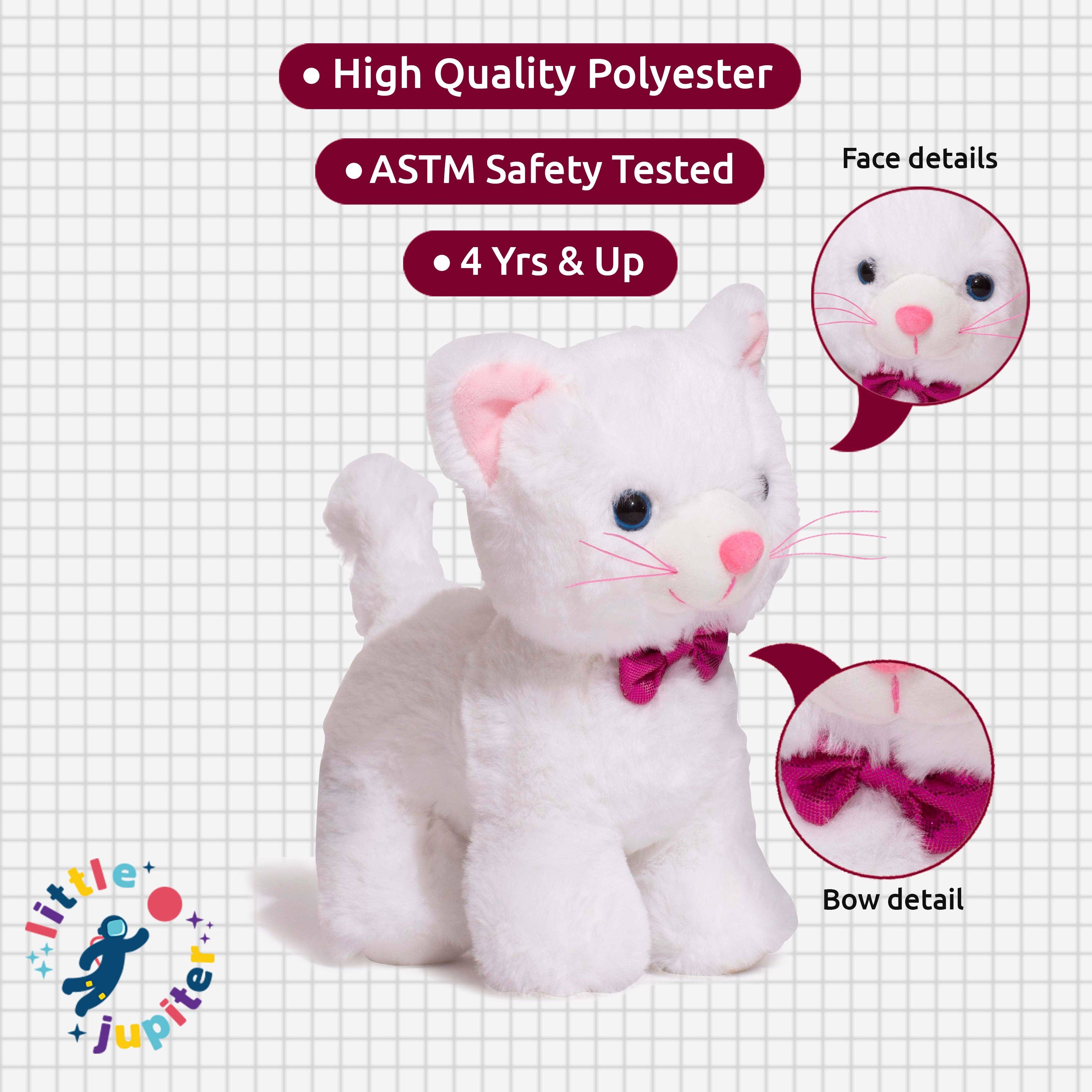 Pet Plush Set with Bag - White Cat