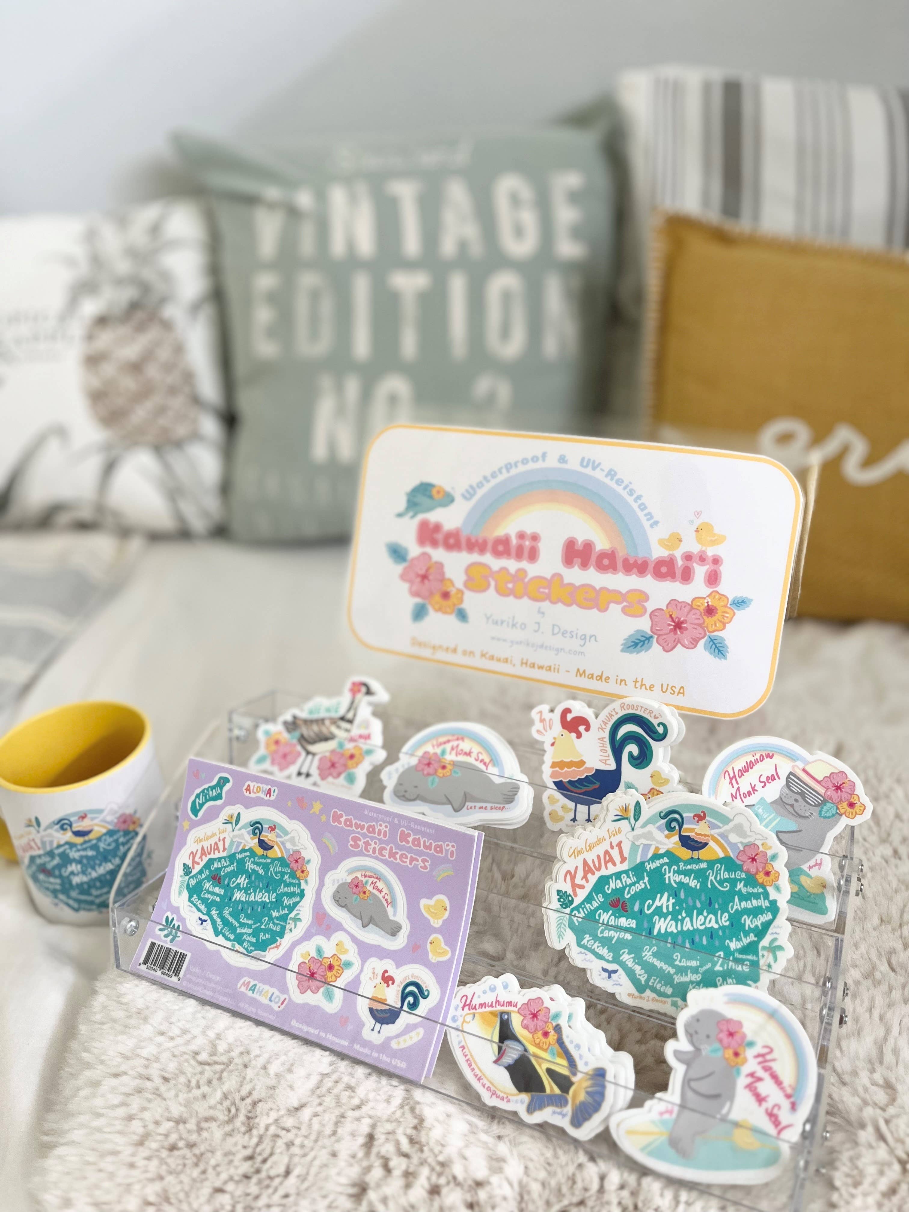 Kawaii Surf Monk Seal Sticker