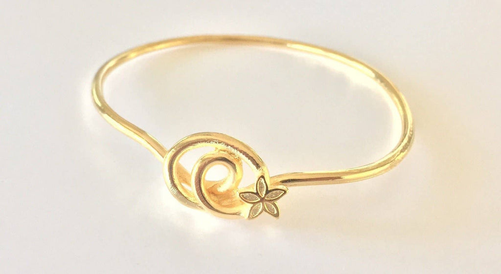 Plumeria Swirl Gold or Silver Bangle