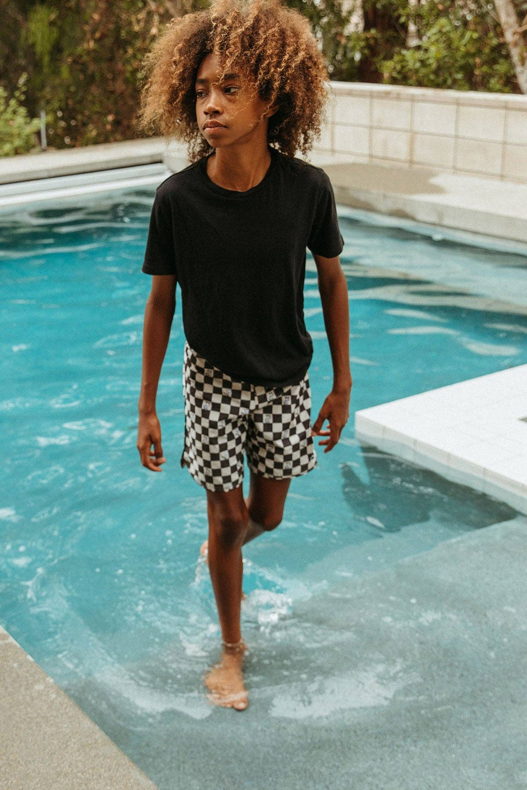 Peanuts® Black White Checkerboard Boardshorts / Strand