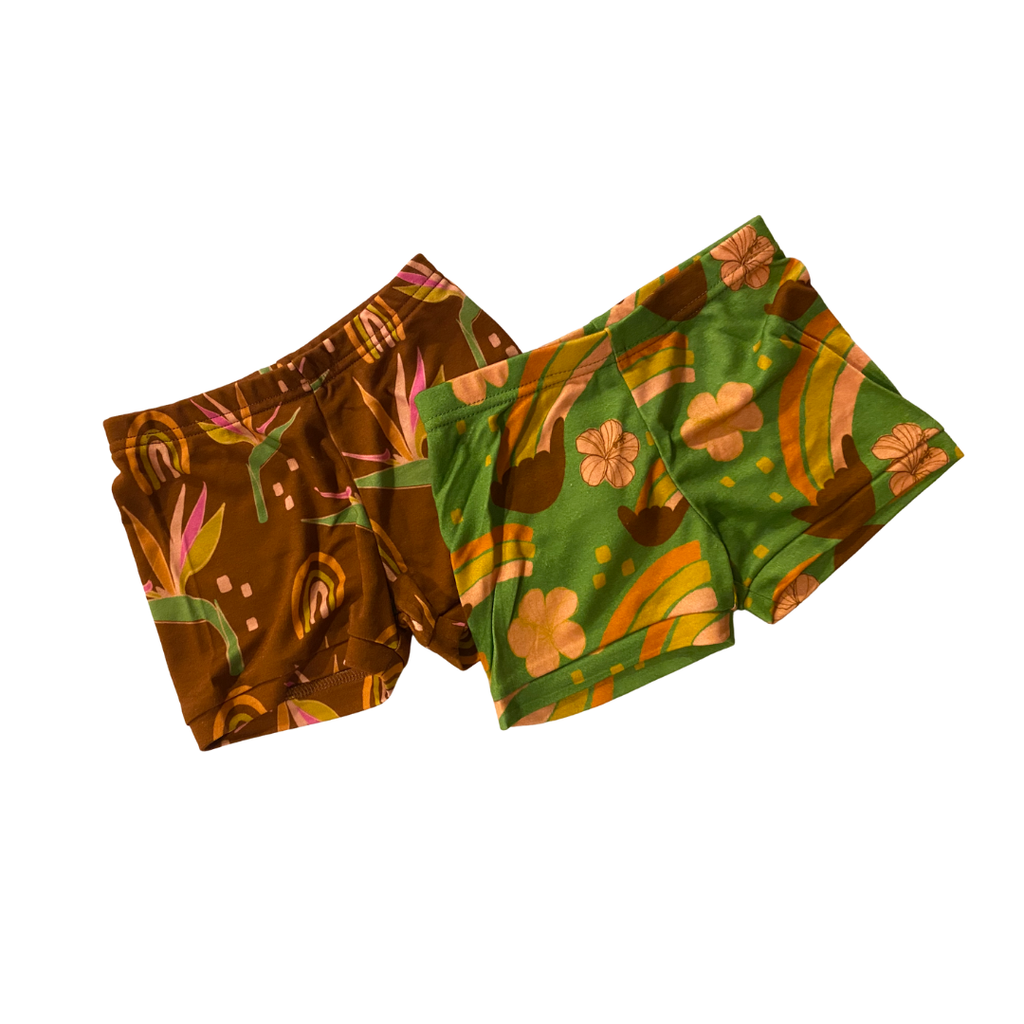 Stretch Shorties Green Shaka Rainbow