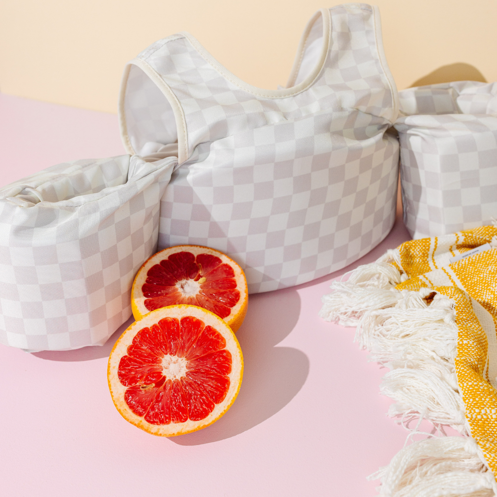 Neutral Checkered Floatie Vest