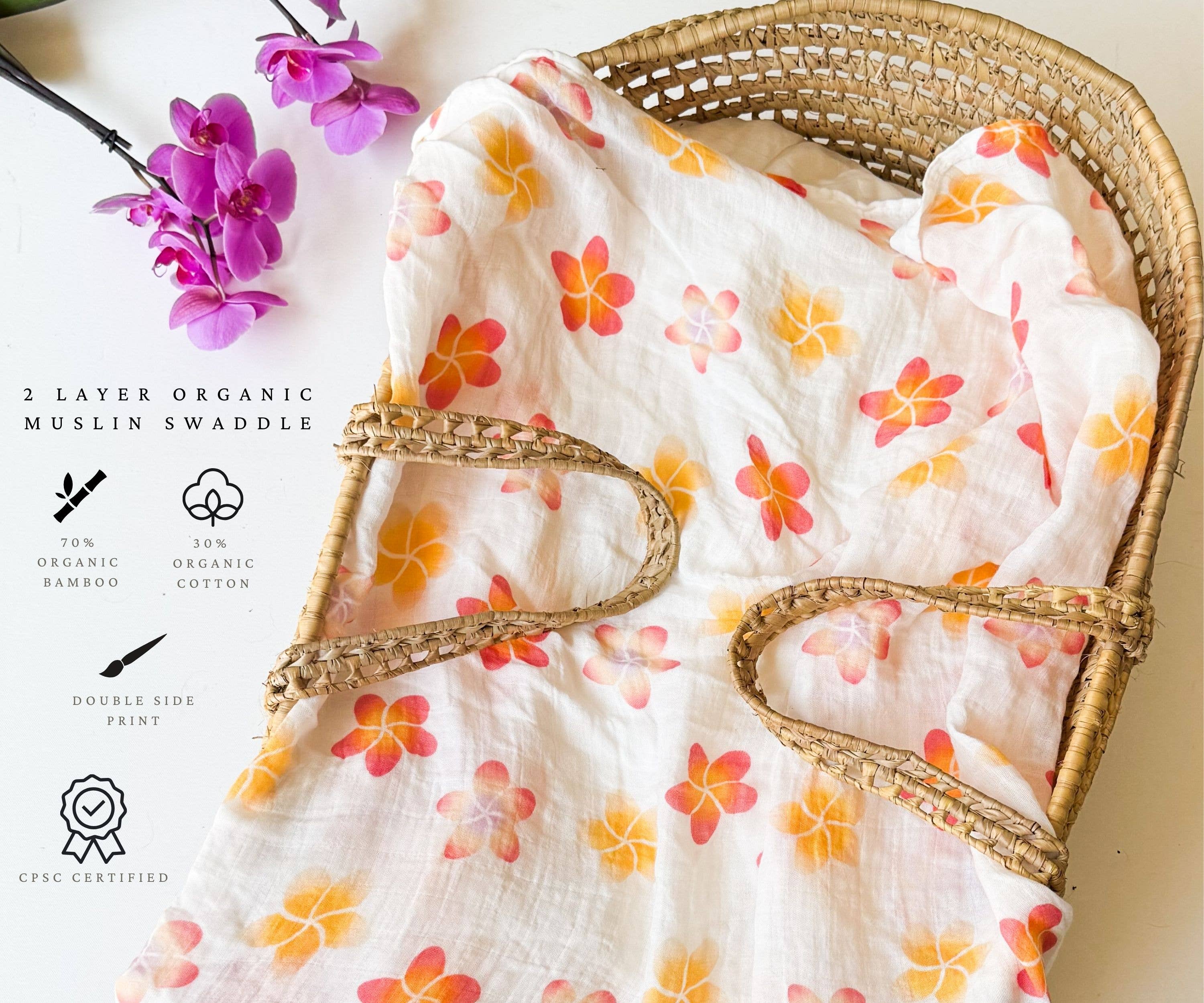 Tropical Floral Organic Bamboo Swaddle