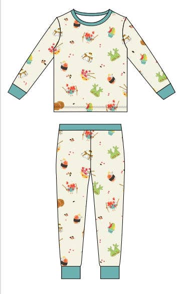 Island Mixed Plate Long Bamboo Pajamas