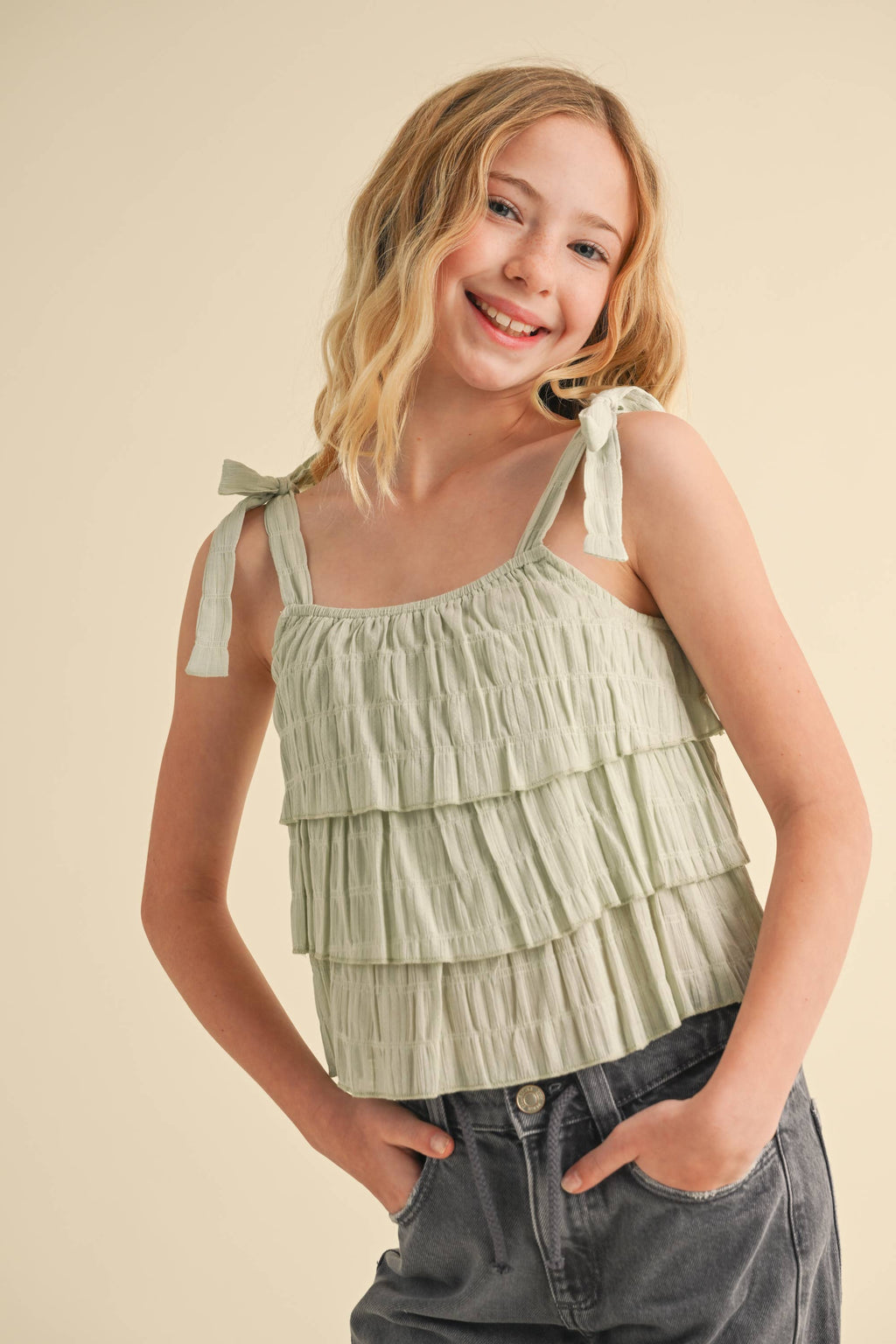 Tween girls sleeveless tiered top