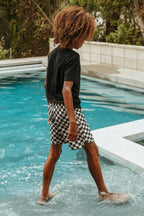 Peanuts® Black White Checkerboard Boardshorts / Strand