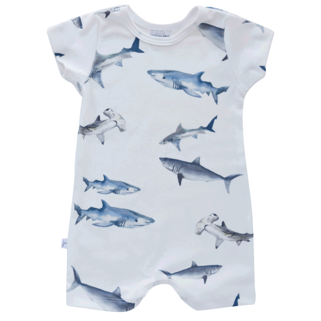 Sleeved Romper - Sharks