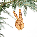 Modern Peace Sign Engraved Wooden Ornament