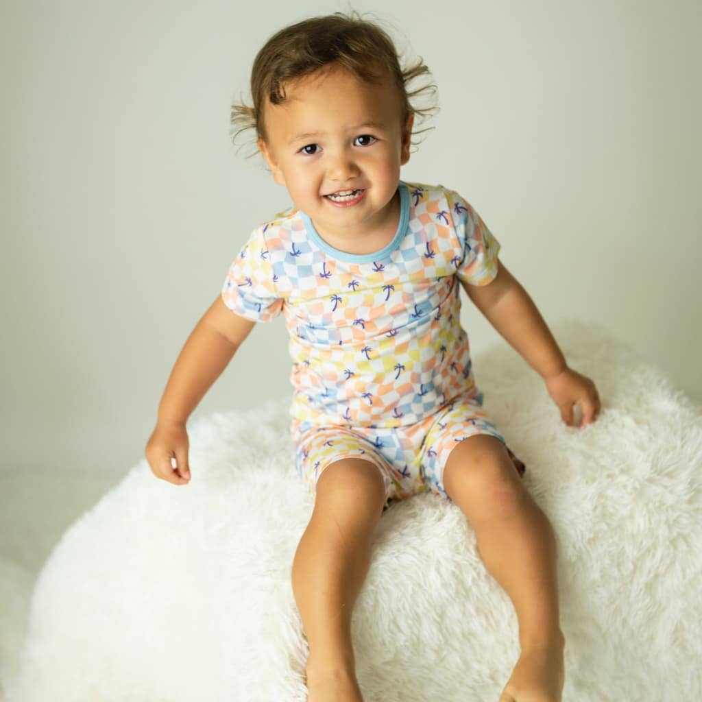 Sunset Checker Short Bamboo Pajamas