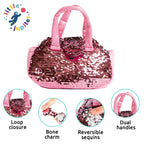 Pet Plush Set with Bag - White/Pink Doodle Dog