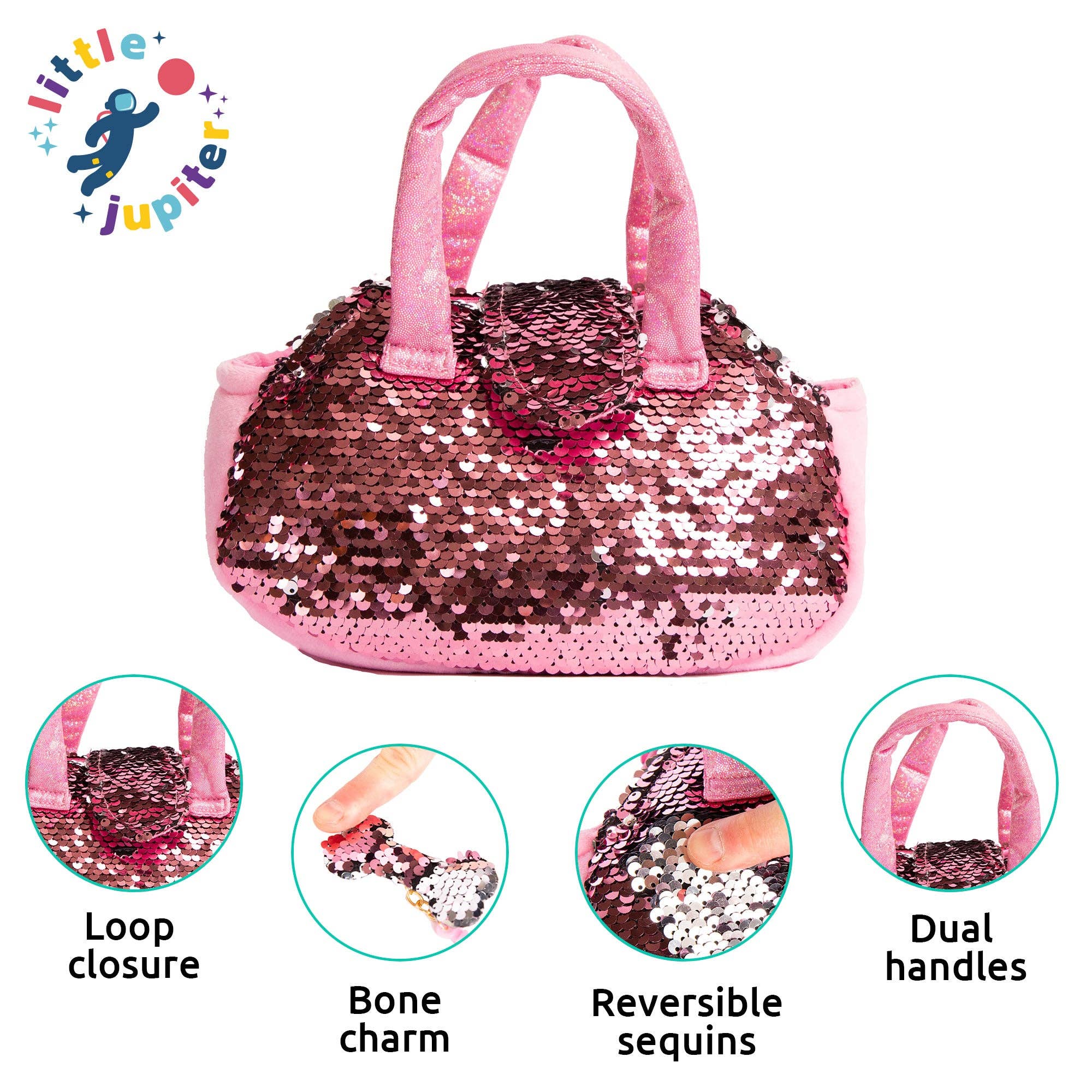 Pet Plush Set with Bag - White/Pink Doodle Dog