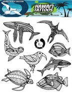 Hawaiian Tattoo Large Sheet (Black)