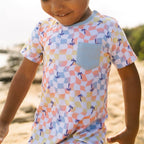 Sunset Checker Shortie Bamboo Romper