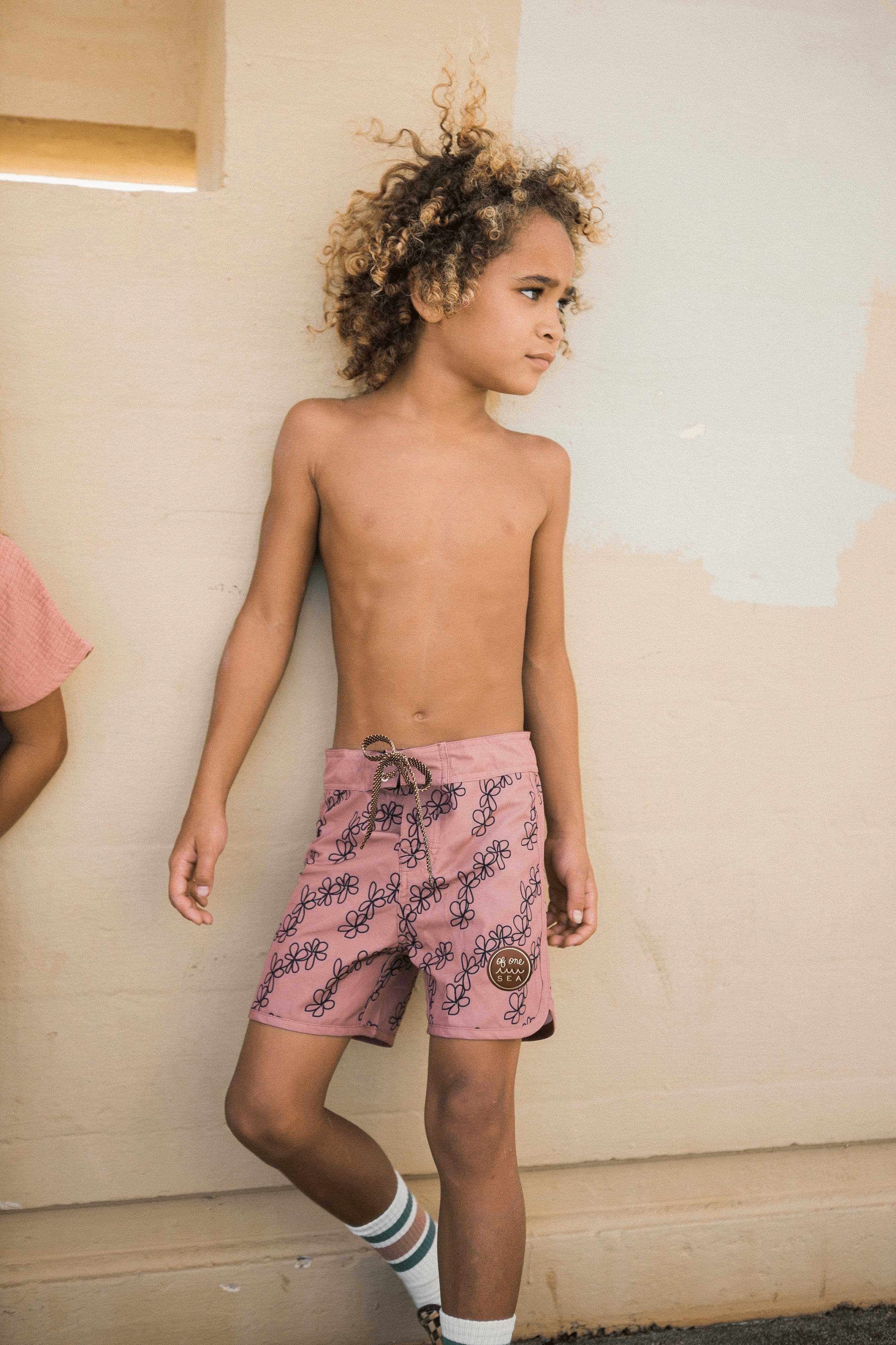 Of One Sea - Kid’s Retro Boardshorts in Mauve Lei