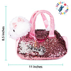 Pet Plush Set with Bag - White/Pink Doodle Dog