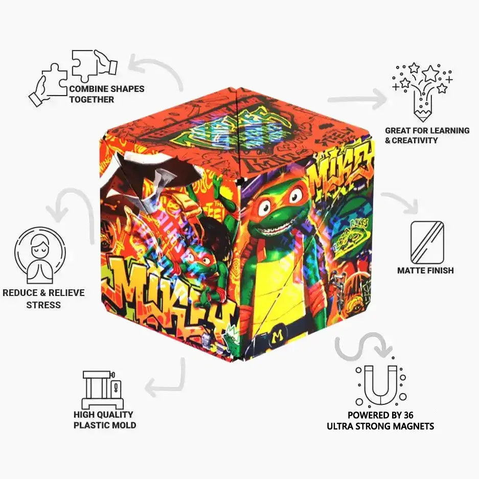 Shashibo TMNT Michelangelo Magnetic Puzzle Cube STEAM MESH