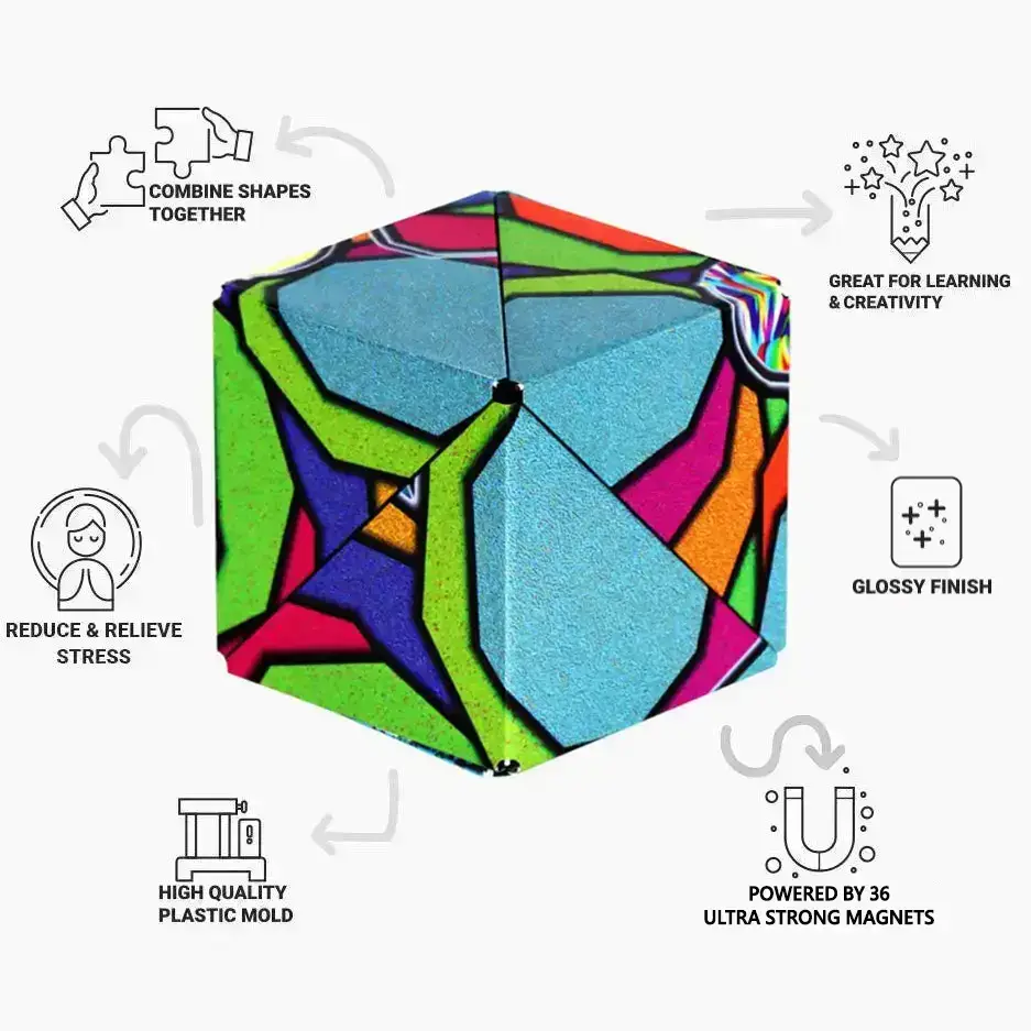 Shashibo Stained Glass Magnetic Puzzle Cube STEM STEAM MESH