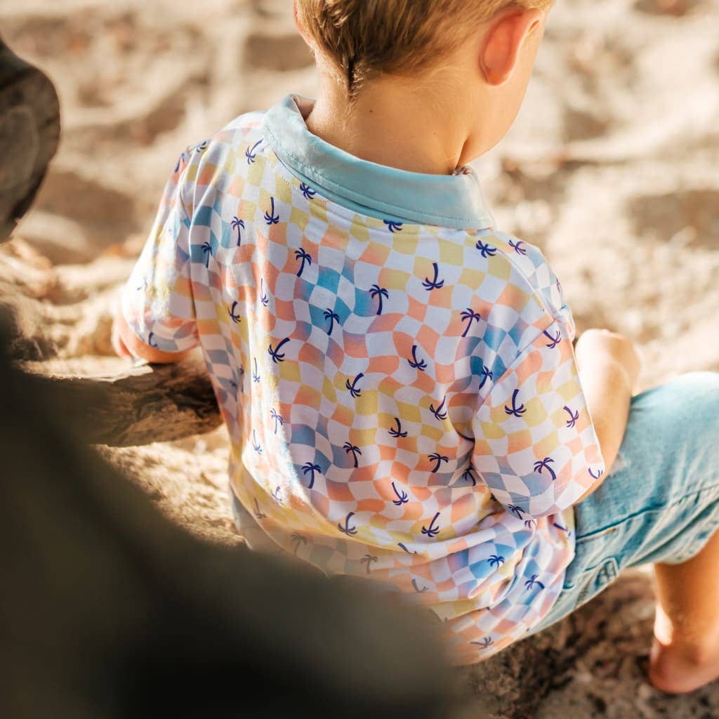 Sunset Checker Bamboo Polo Shirt