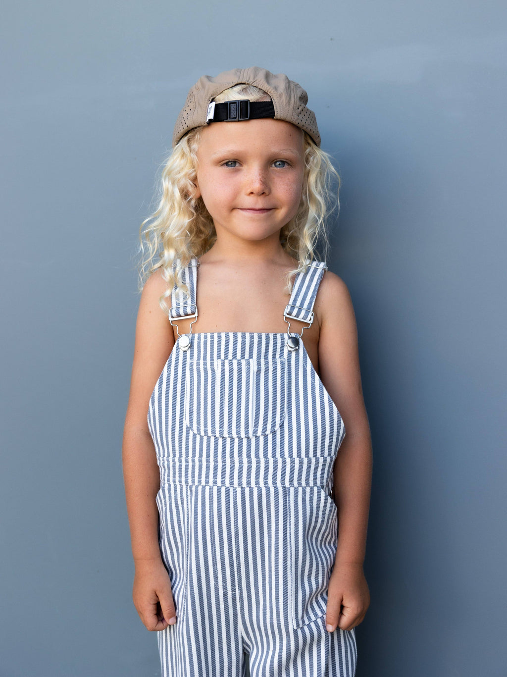 Of One Sea - Kid's Denim Overalls in Pinstripe