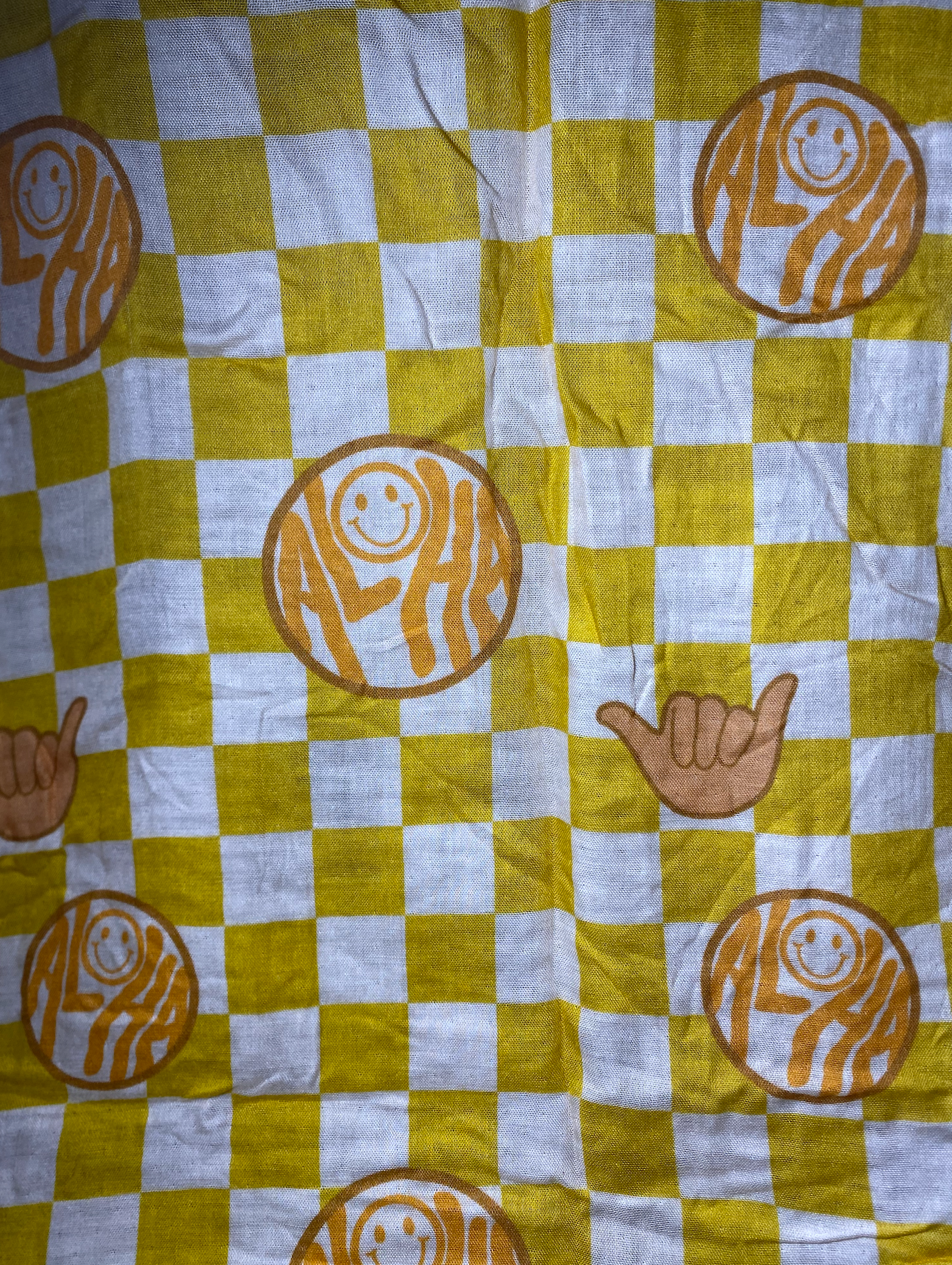 Muslin Swaddle Checkered Yellow Aloha