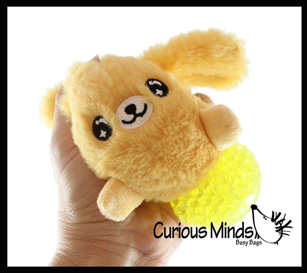 Plush Dog Animal Water Bead Filled Squeeze Stress Balls -