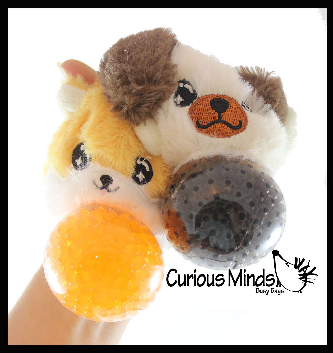 Plush Dog Animal Water Bead Filled Squeeze Stress Balls -