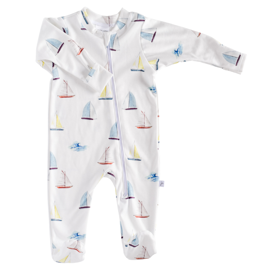 Long sleeve Baby One Piece - Sailboats