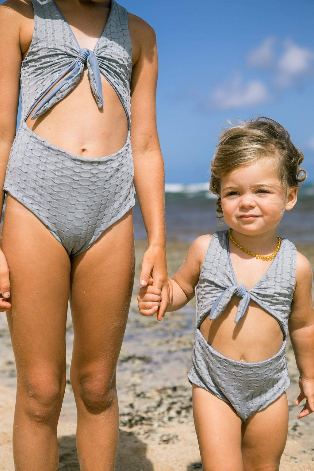 Of One Sea - Girl's Cutout One Piece in Blue Bubble