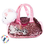 Pet Plush Set with Bag - White/Pink Doodle Dog