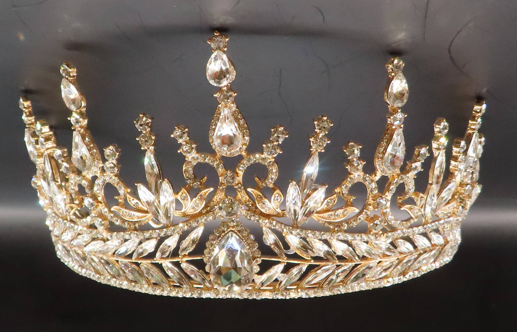 Gold Clear rhinestone Tiara - style 79