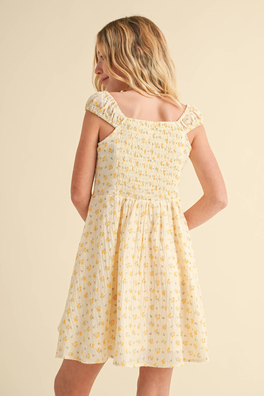 Corset ruched shoulder dress eyelet trim