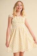 Corset ruched shoulder dress eyelet trim