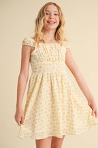 Corset ruched shoulder dress eyelet trim