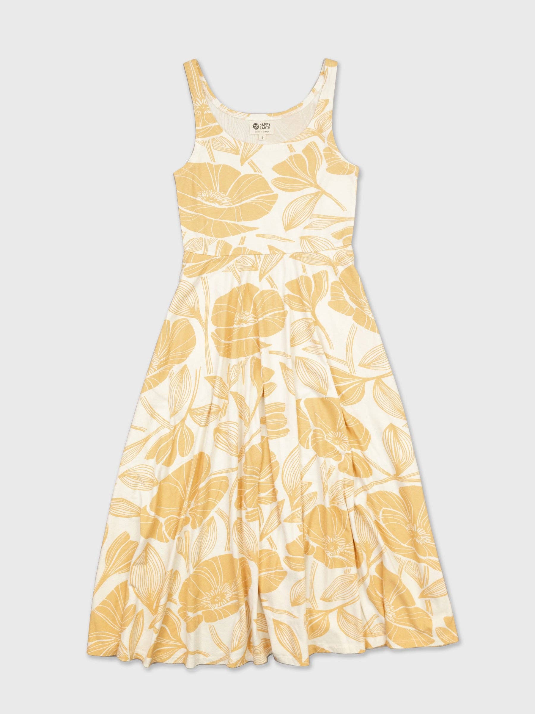 Golden Poppies Organic Midi Fit + Flare Dress