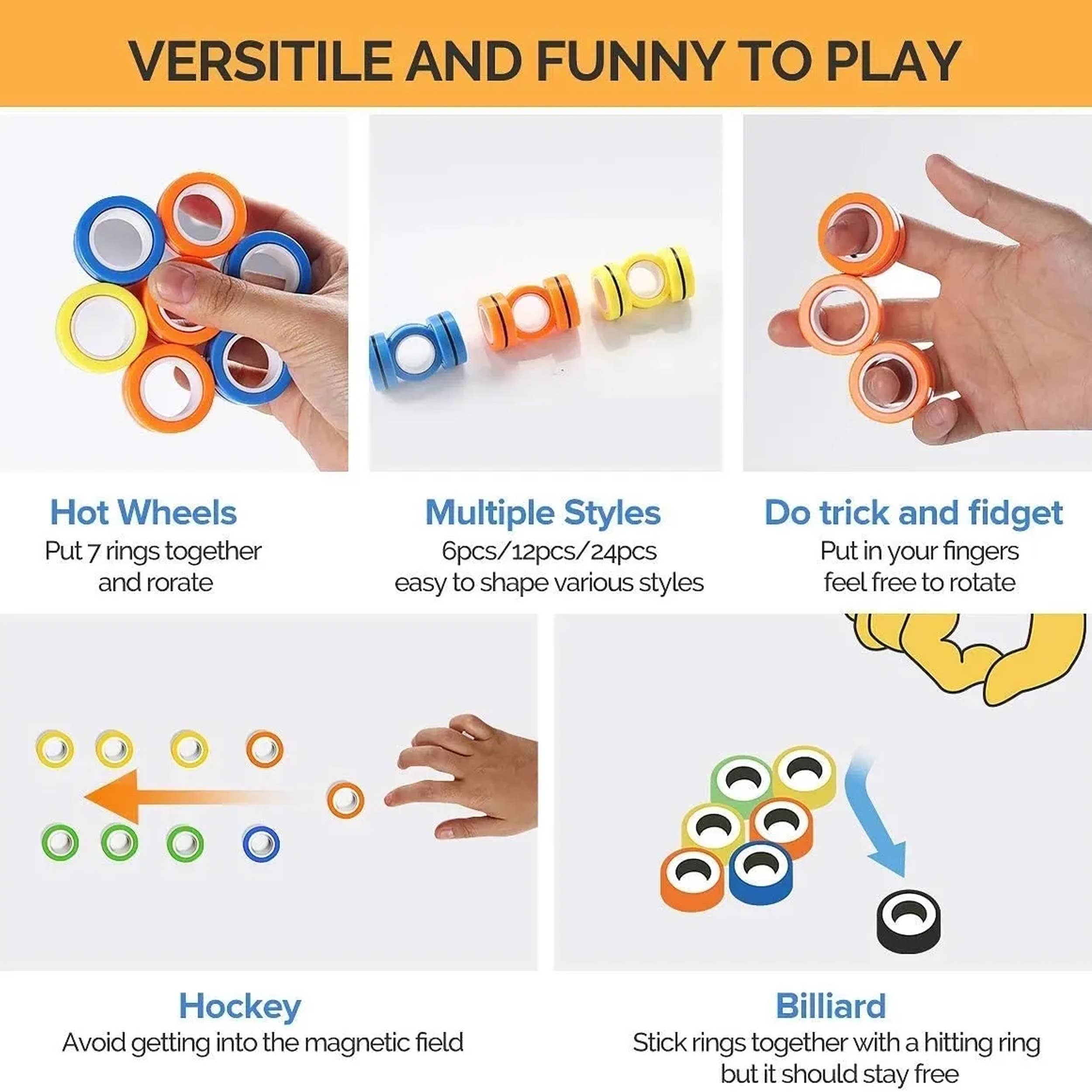 Magnetic Spinner Finger Ring Easter Fidget Kids Toy