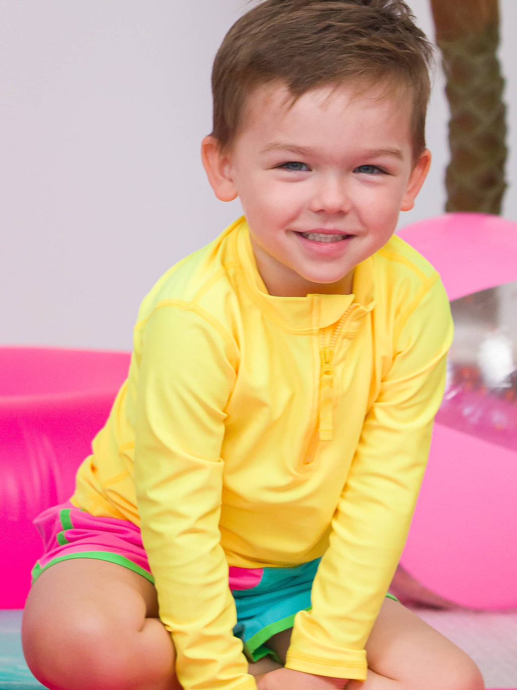 Neon Belly Rash Guard Neon Yellow Long Sleeve Zipper Rash Guard – Kokonut Kids Hanalei