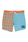 Scallop Retro Flare Boardshort / Houndstooth / Coral