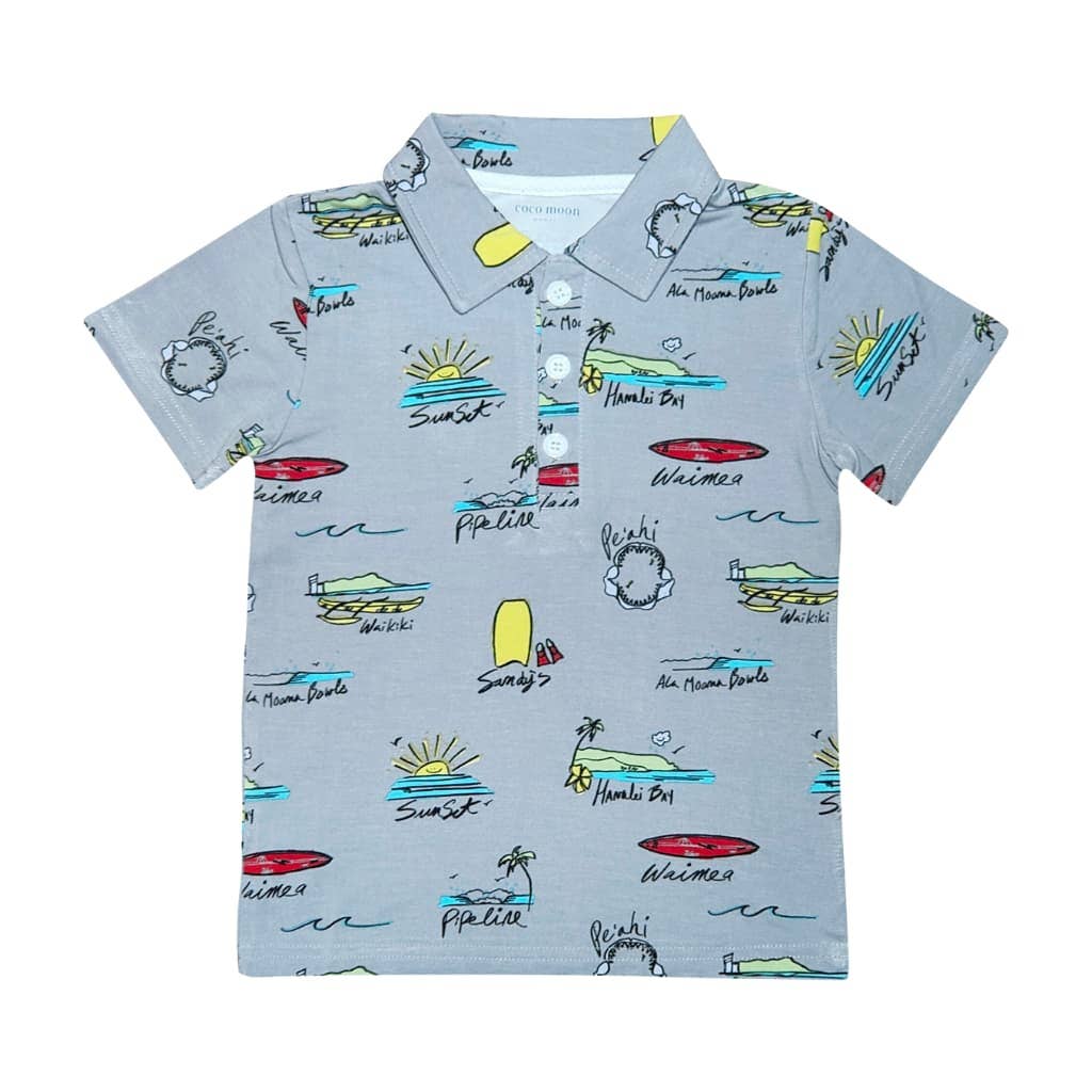 Coco Moon - Surf Report Bamboo Kids Polo Shirt