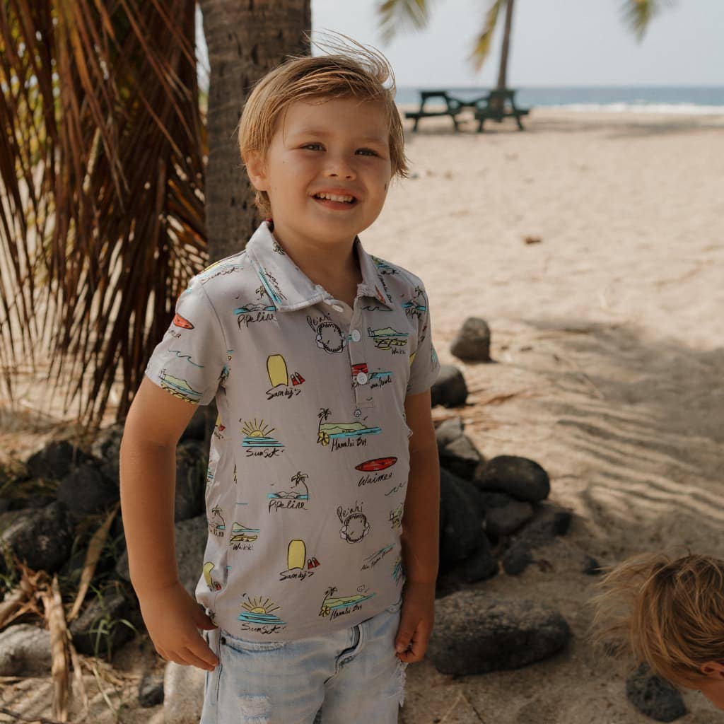 Coco Moon - Surf Report Bamboo Kids Polo Shirt