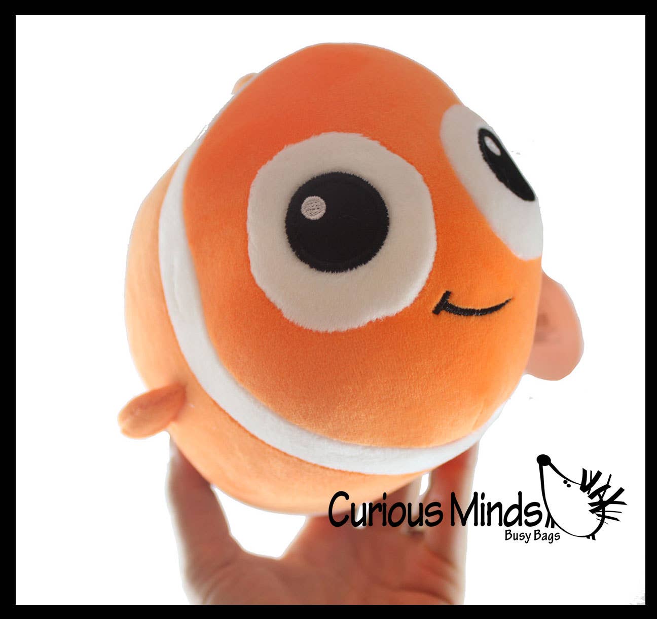 Chubby Plush Clownfish Stuffed Animal Toy - Soft Squishy Rol