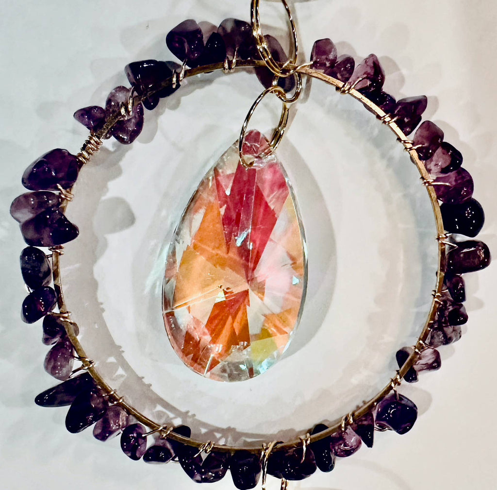 Long Amethyst Crystal Suncatcher
