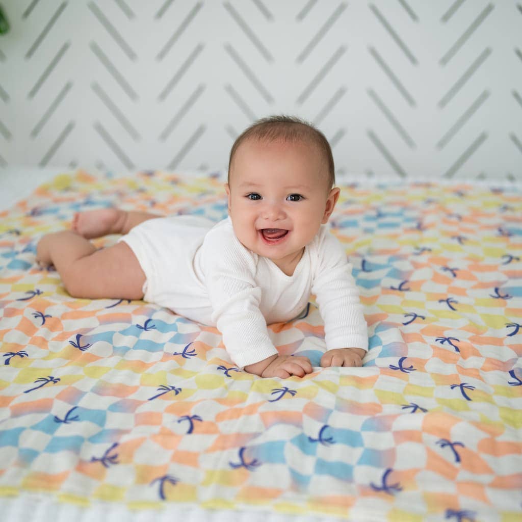 Sunset Checker Muslin Swaddle Blanket
