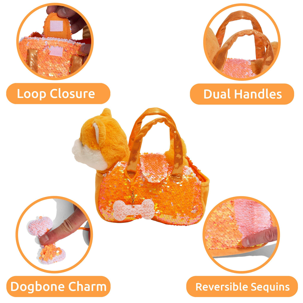 Pet Plush Set with Bag - Orange Shiba Inu