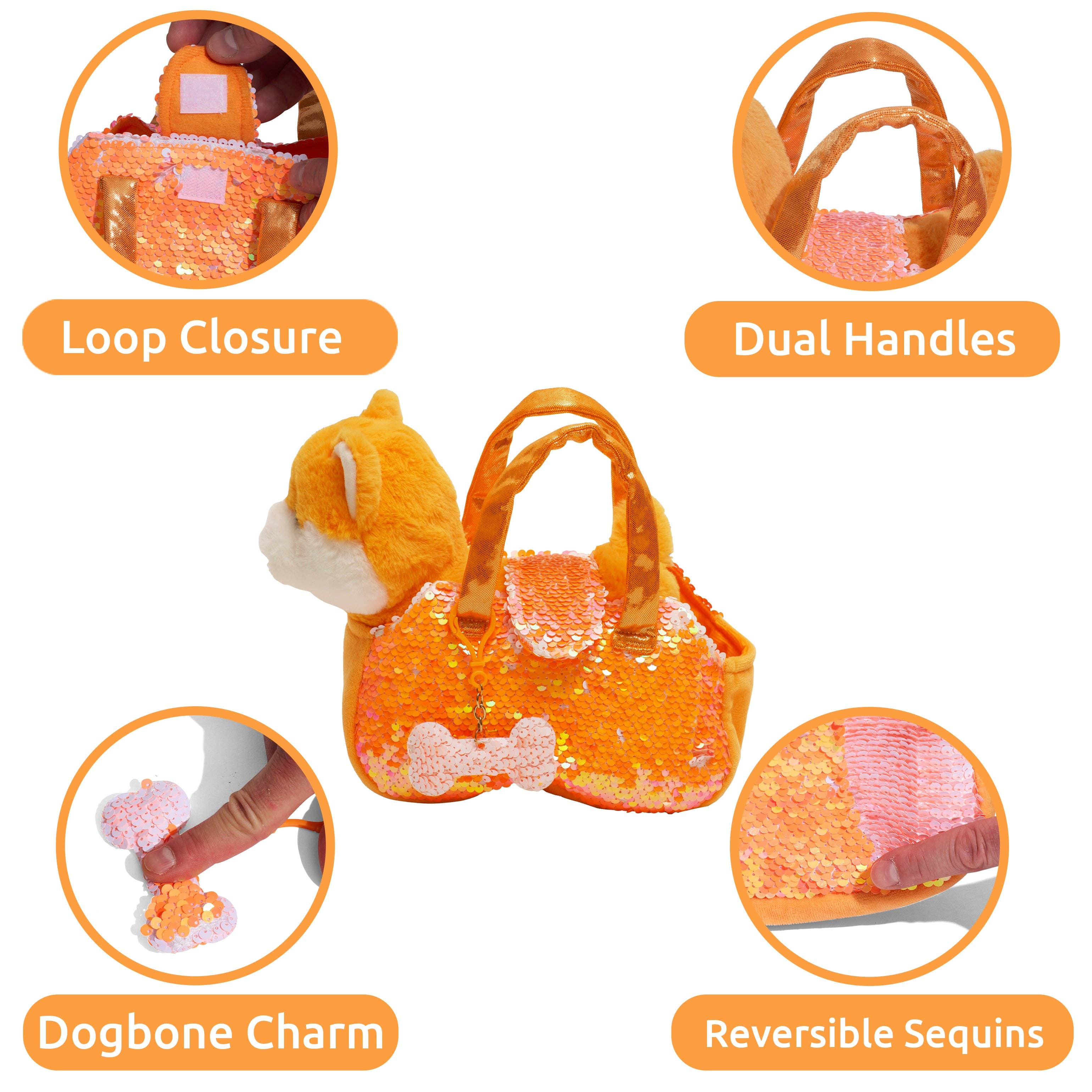 Pet Plush Set with Bag - Orange Shiba Inu