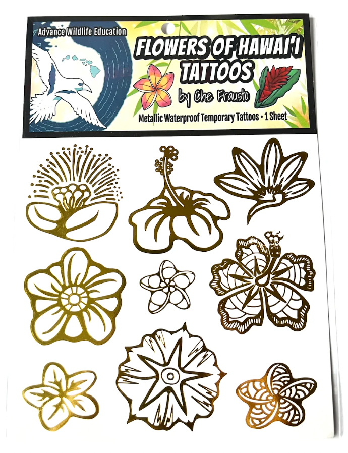 Flowers of Hawai'i Temporary Tattoos - (Gold Metallic)