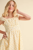 Corset ruched shoulder dress eyelet trim
