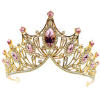 Gold Pink Crystal Tiara - style 35