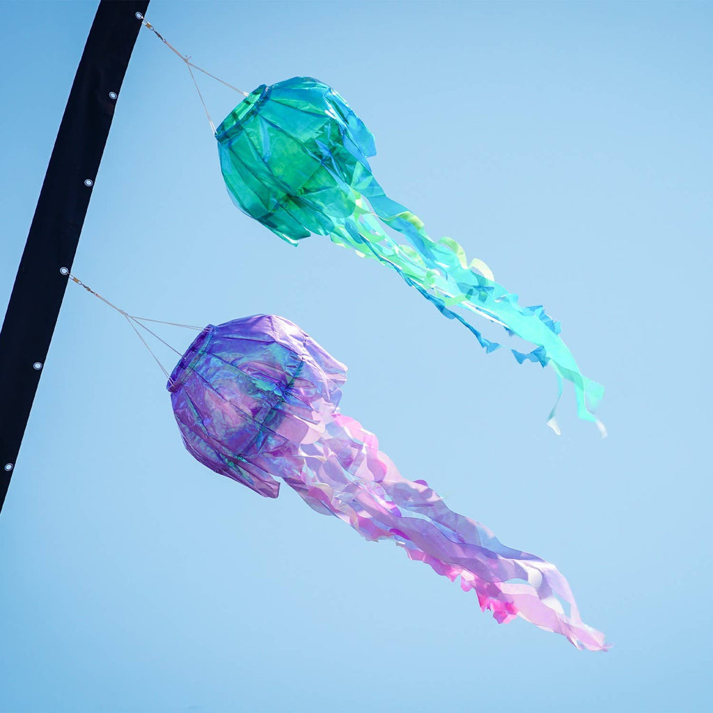 40-inch Teal Iridescent Jellyfish 3D Windsock